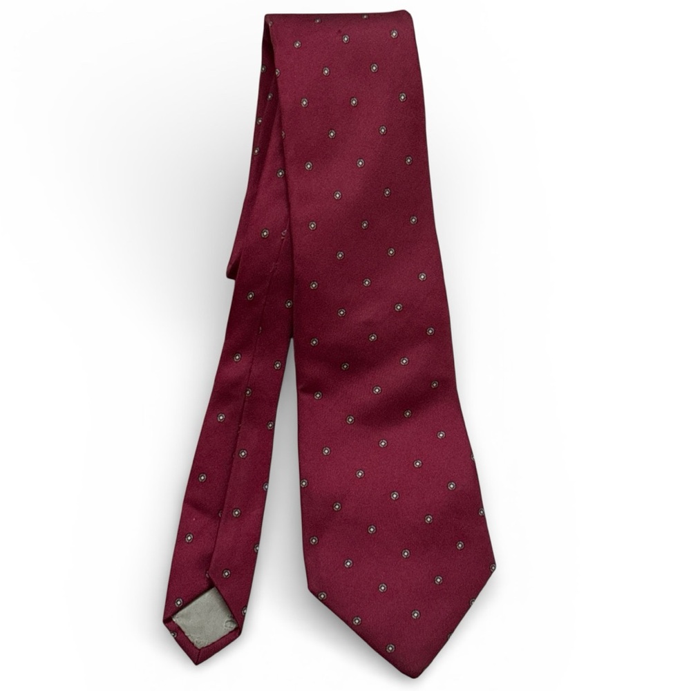 Christian Dior Paris New York All silk‎ burgundy small target print Men's Tie